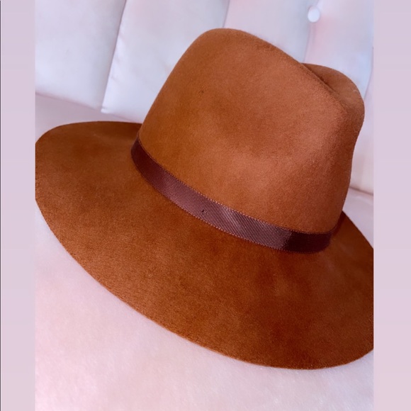 NEW Auxiliary Wool Fedora Hat Tobacco/Brown/Cognac Color Adjustable Width - Picture 3 of 6